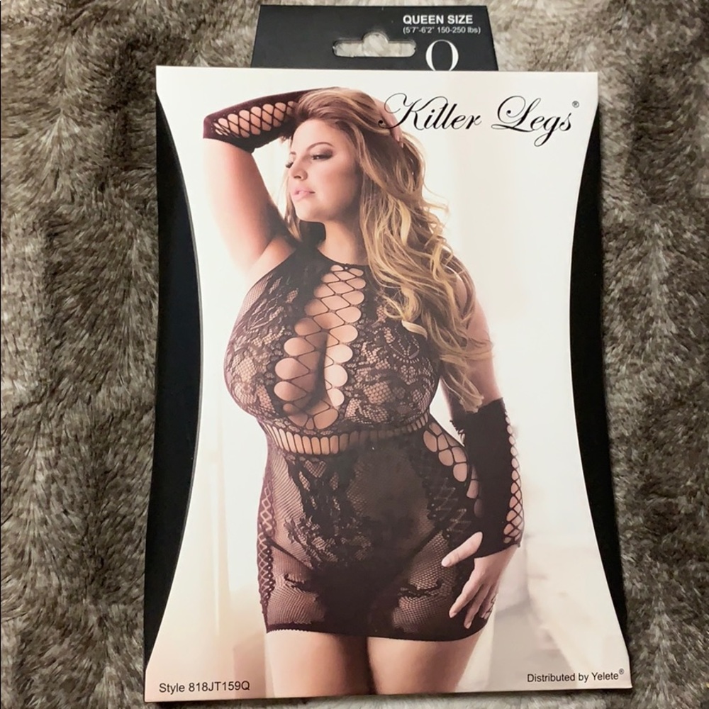 Sexy Fishnet Lingerie • W/ Arm Warmers• Queen Size